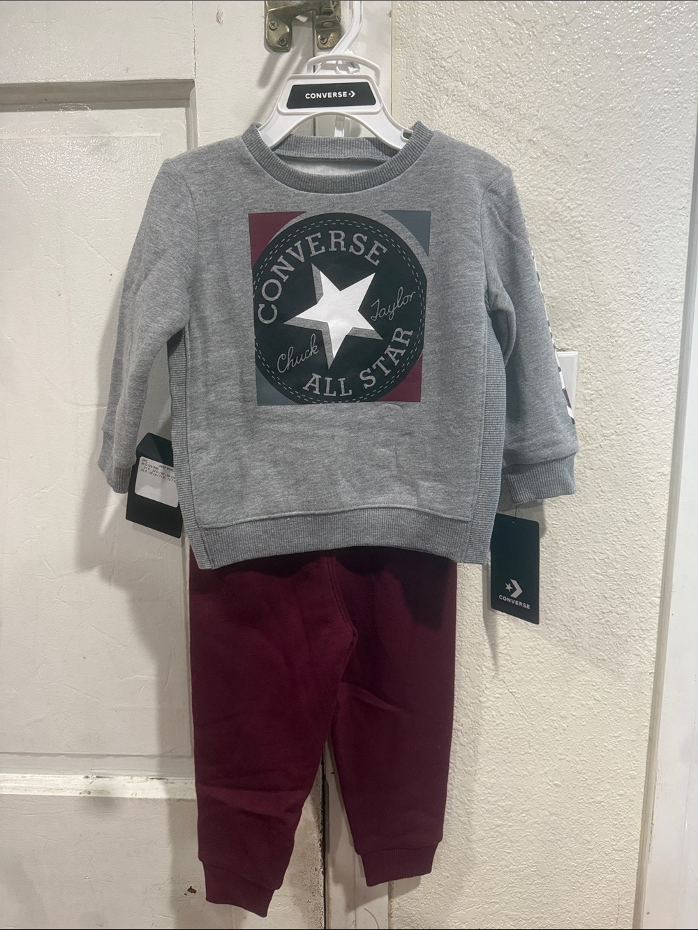 Converse Gray Logo Sweatshirt with Maroon Joggers